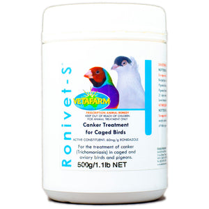 Ronivet-S Treatment for Canker and other protozoal infections in birds 500g
